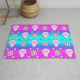 Cute funny Kawaii chibi little pink baby kittens, happy sweet cheerful sushi with shrimp on top, rice balls and chopsticks colorful rainbow pattern design. Rug | Colorful, Nursery, Cartoon, Blue, Rainbow, Kitten, Kittens, Kawaii, Cute, Sushi 