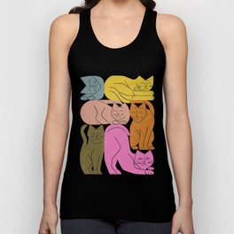 Stack of Cats No. 1 Tank Top | Cute, Animal, Silly, Sleeping, Boho, Pet, Kittens, Color, Fun, Rainbow 