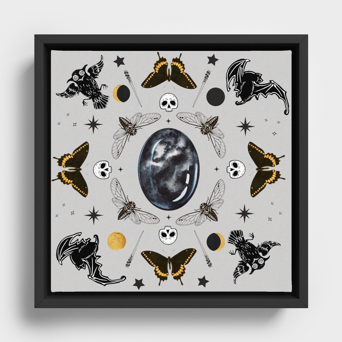 Spooky Halloween Mandala Framed Canvas