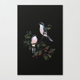 Blue Birds on Cherry Tree Canvas Print