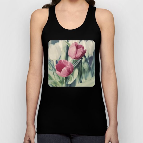 Twin Tulips in Pastel Pink Unisex Tank Top
