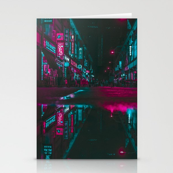 Vaporwave Reflections Stationery Cards by Abstraction World Society6