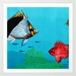 Butterfly & Bigeye fishes Art Print