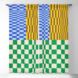 Retro Checkerboard Collage 02 Blackout Curtain