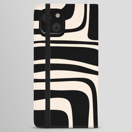 Palm Springs - Midcentury Modern Abstract Pattern in Black and Almond Cream  iPhone Wallet Case