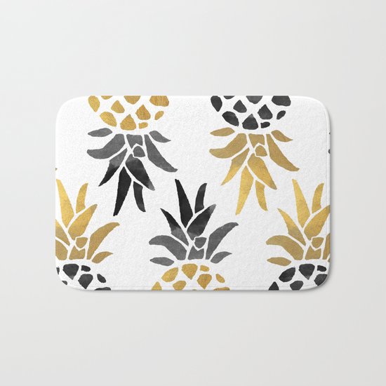 gold pineapple Bath Mat