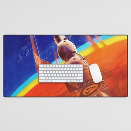 Glory to the conquerors of space! - Soviet vintage space poster [Sovietwave] Desk Mat