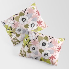 Maximalist Boho Floral Pattern 2. Olive & Blush Pillow Sham