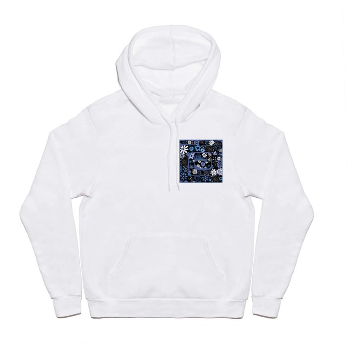 Boho Floral Abstract Snake - Blue Hoody