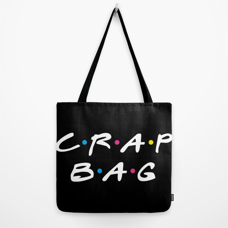 Crap Bag FRIENDS TV SHOW Themed SetReusable Black Shopping Tote & Pencil Case 