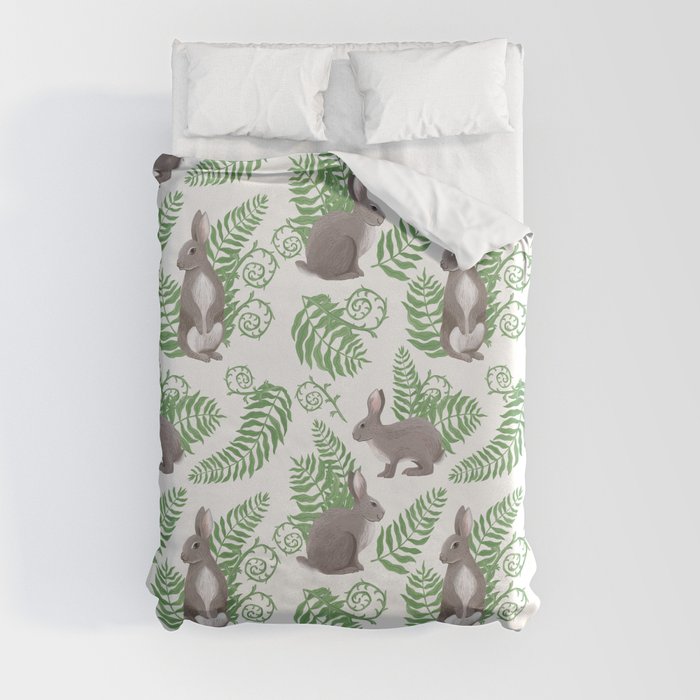 Rabbits and Ferns Duvet Cover