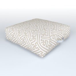 Sayagata - Japanese Traditional Pattern - Ivory & White Outdoor Floor Cushion