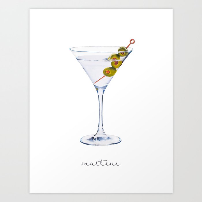 Martini Cocktail | Watercolor Painting Art Print