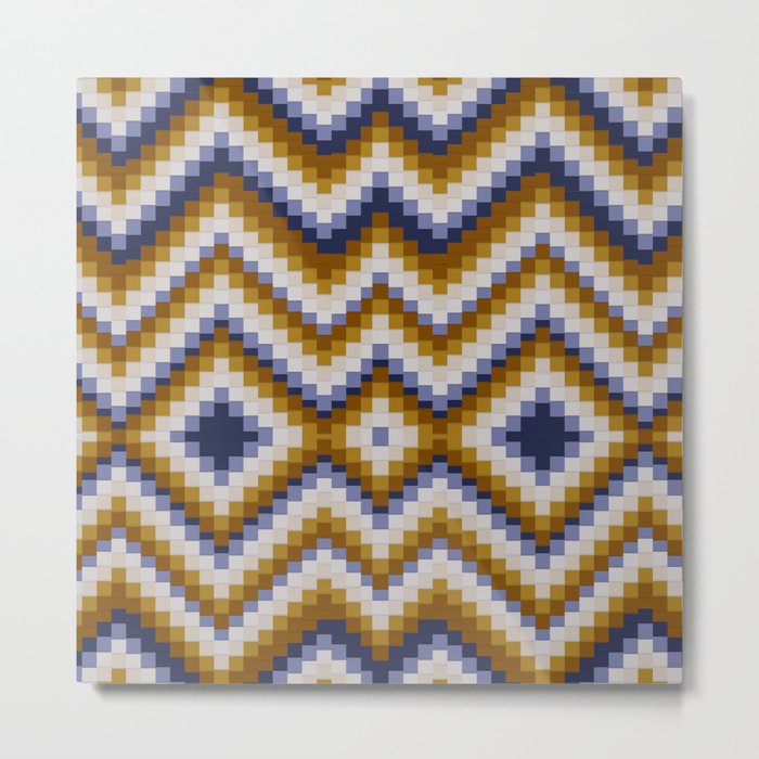 Patchwork pattern - sand and blue Metal Print