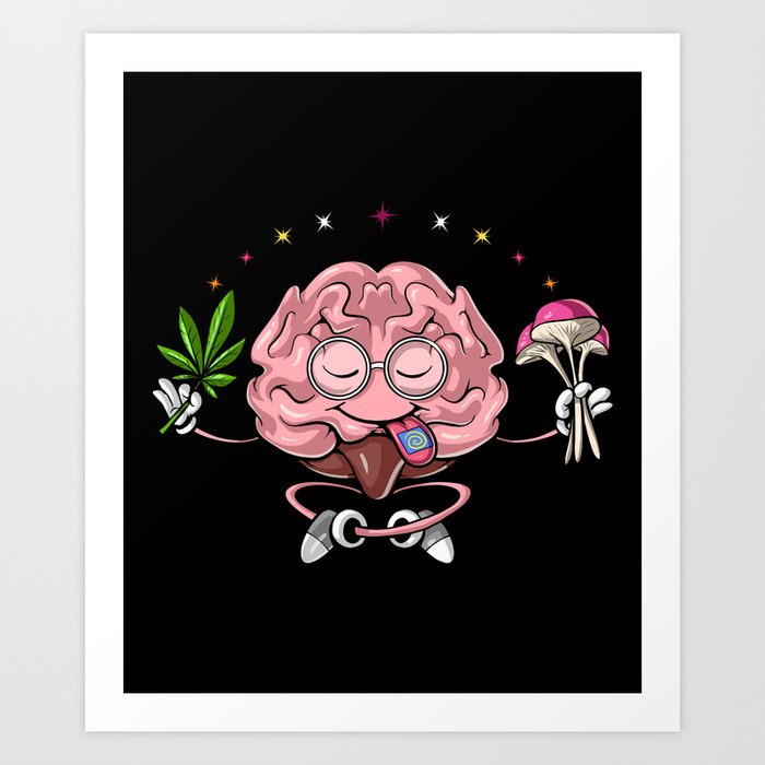 Trippy Psychedelic Brain Art Print by Nikolay Todorov