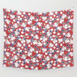 Plumeria in red white and blue Wall Tapestry