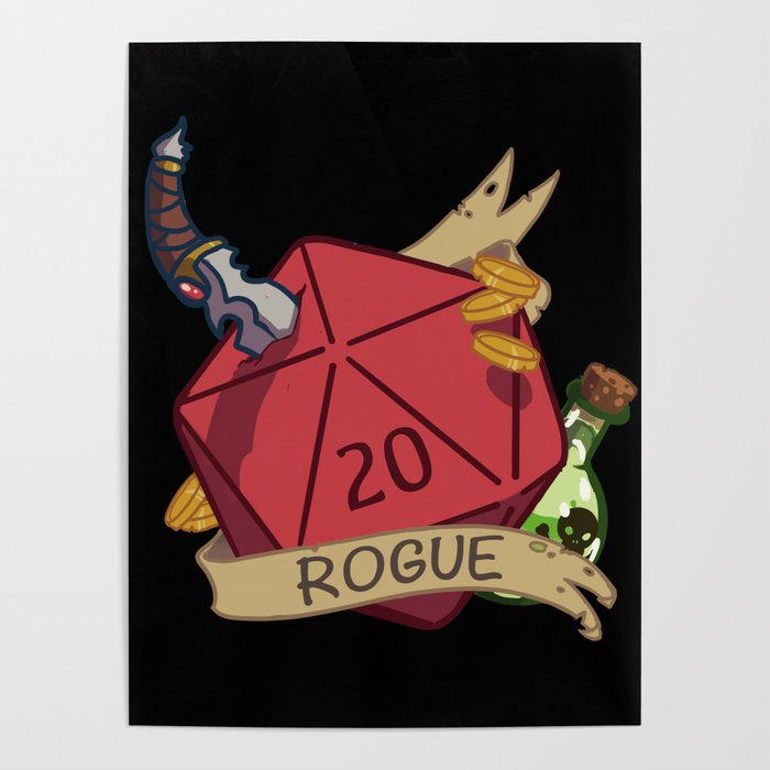 Rogue D20 Fantasy Dice Poster