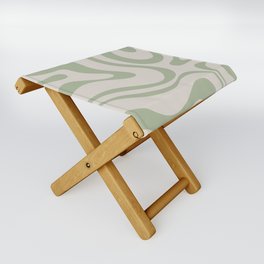 Liquid Swirl Abstract Pattern in Almond and Sage Green Folding Stool