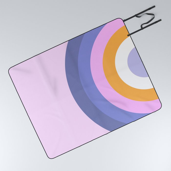 Vertical Rainbow in Very Peri, Pink & Orange  Picnic Blanket