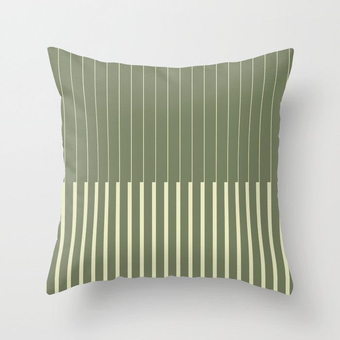 Sage Green Double Stripes Throw Pillow
