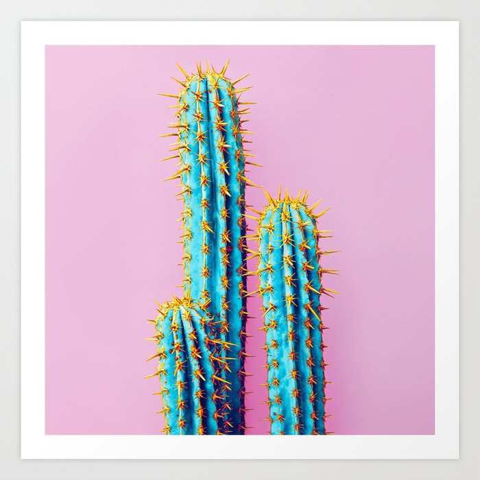 Neon Cactus Abstract Art Print