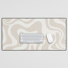 Liquid Swirl Contemporary Abstract Pattern in Mushroom Cream Desk Mat
