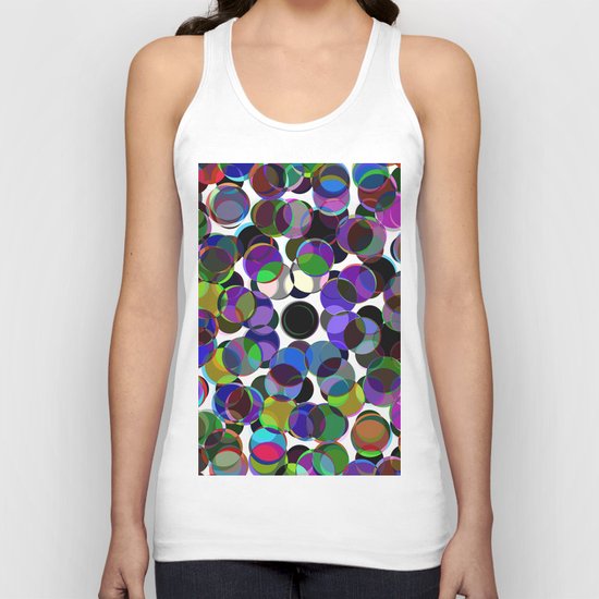 Cluttered Circles III - Abstract, Geometric, Pastel Coloured, Circle Patterned Artwork Unisex Tank Top