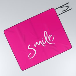 Smile- Funny Typography on simple pink background texture Picnic Blanket