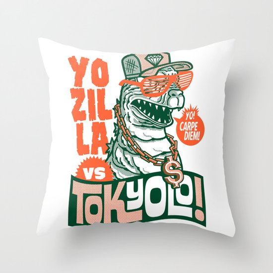 Tokyolo (YOZILLA variant) Throw Pillow
