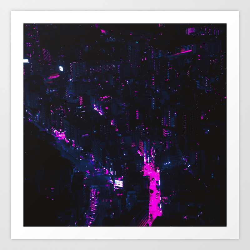 Cyberpunk City Of Neon Art Print By Rhnpredator Society6