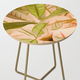 Modern Abstract Botanical Green Peach Side Table
