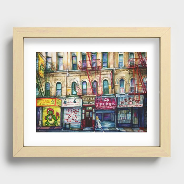 A Walk Down Chinatown - Chinatown Manhattan, New York Recessed Framed Print