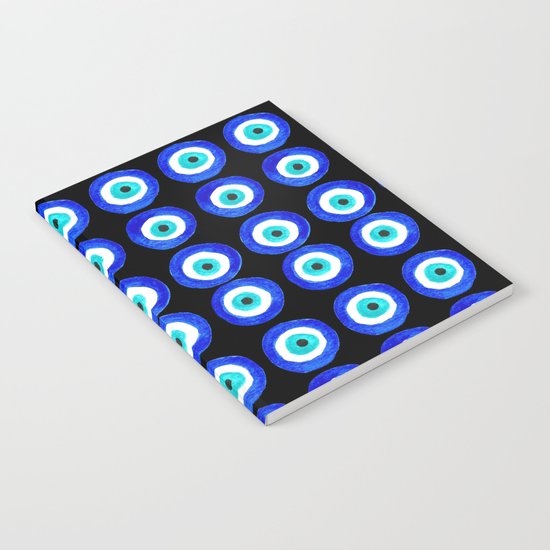 Evil Eye Talisman - on black Notebook