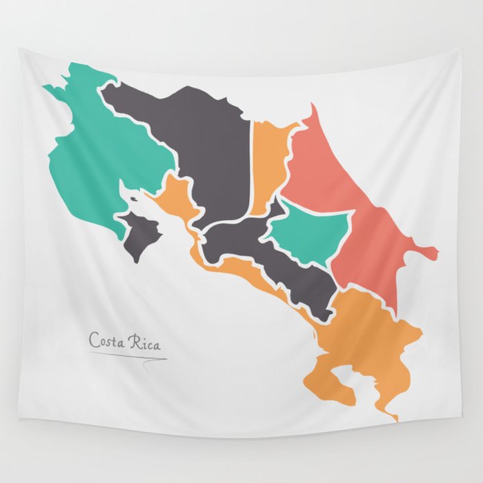 Costa Rica Map with states and modern round shapes Wall Tapestry by Ingo Menhard  Society6