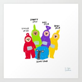 Spice Girls x Teletubbies Digital Illustration Art Print