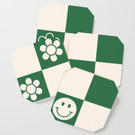 Green Checkered Y2k Coaster