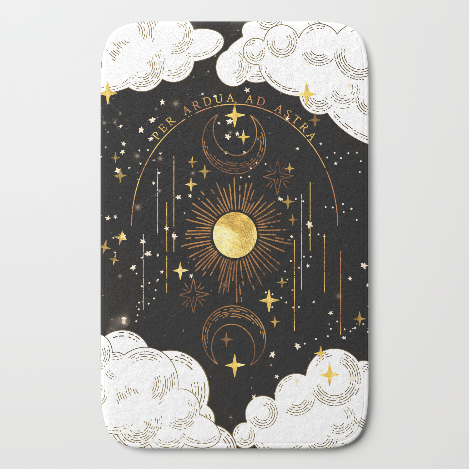 Per Ardua Ad Astra | Sun, Moon and Stars | Divine Witchy Aesthetic Print  Bath Mat