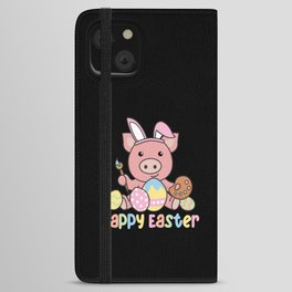 Happy Easter Cute Pig Easter With Easter Eggs iPhone Wallet Case