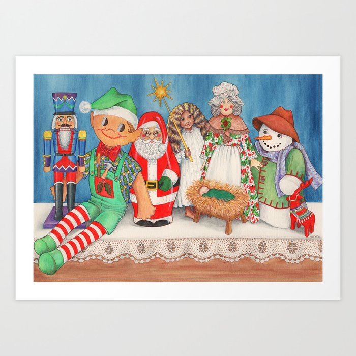 Christmas Dolls Art Print