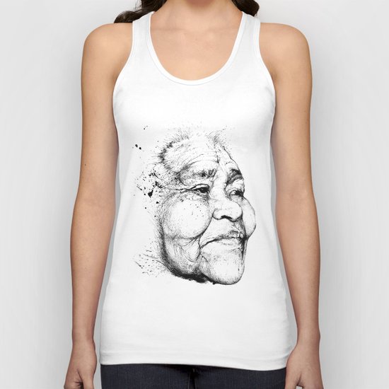 "Gabriela" of the Kaweskar People B+W Unisex Tank Top