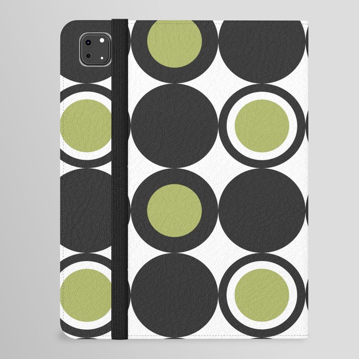 Black White & Green Circle Pattern iPad Folio Case