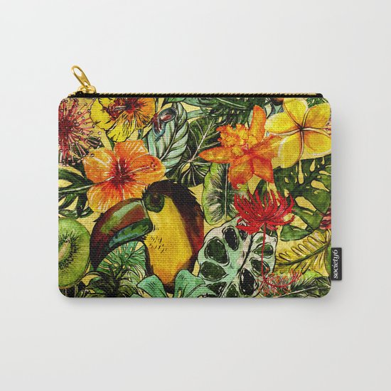 Tropical Vintage Exotic Jungle Flower Flowers - Floral watercolor pattern on #Society6 Carry-All Pouch