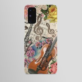 Vintage pink bohemian roses classical notes musical instruments Android Case