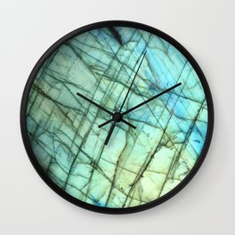 Teal Labradorite Gemstone print Wall Clock