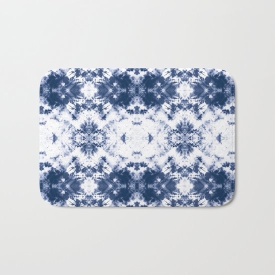 Shibori Tie Dye 3 Indigo Blue Bath Mat