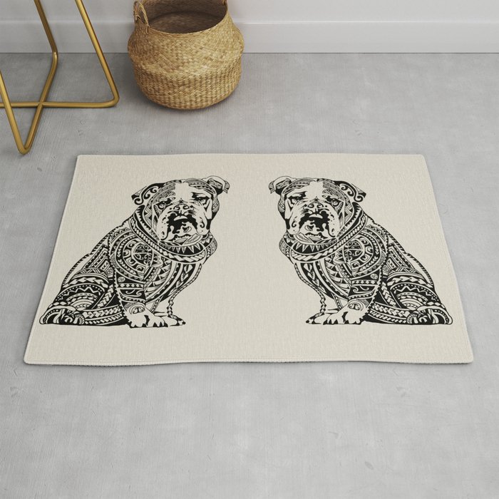 Polynesian English Bulldog Rug by Huebucket Society6