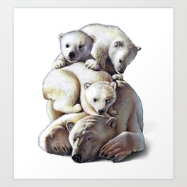 Polar Bear Family Art Print