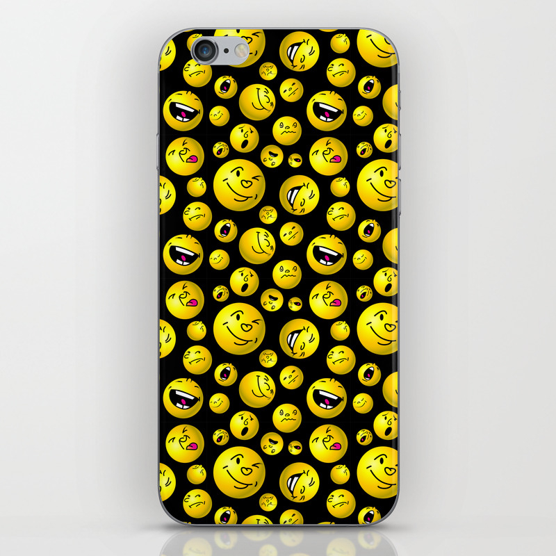 Emoji balls on black background iPhone Skin by Irina Ivanova | Society6