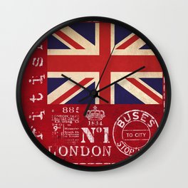 Union Jack Great Britain Flag Wall Clock | Vintage, Flag, Typography, Red, Illustration, Blue, Travel, Uk, London, Unionjack 