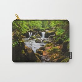 Alpine Falls Carry-All Pouch | Color, Rapids, Waterfall, Trees, Digital, Landscape, Wood, Photo, Switzerland, Swiss 